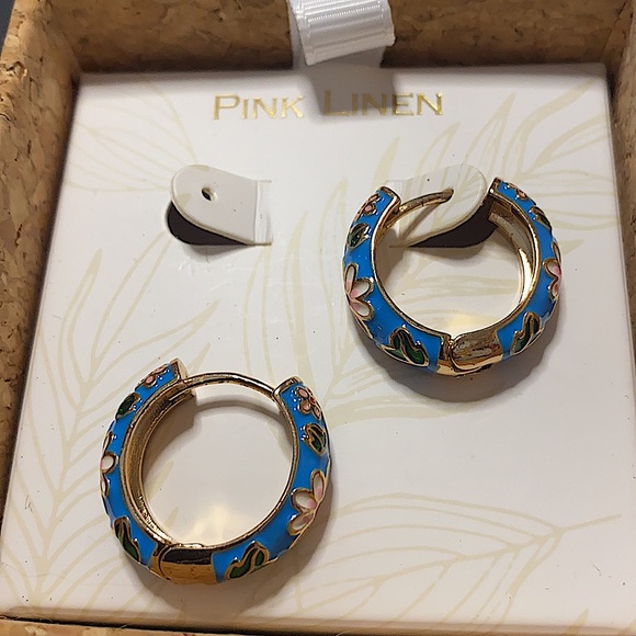 Blue/gold hoops flowers tropical 🌺🌴 - Picture 3 of 4